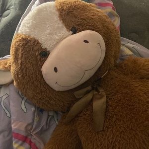 Large chocolate cow stuffed animal